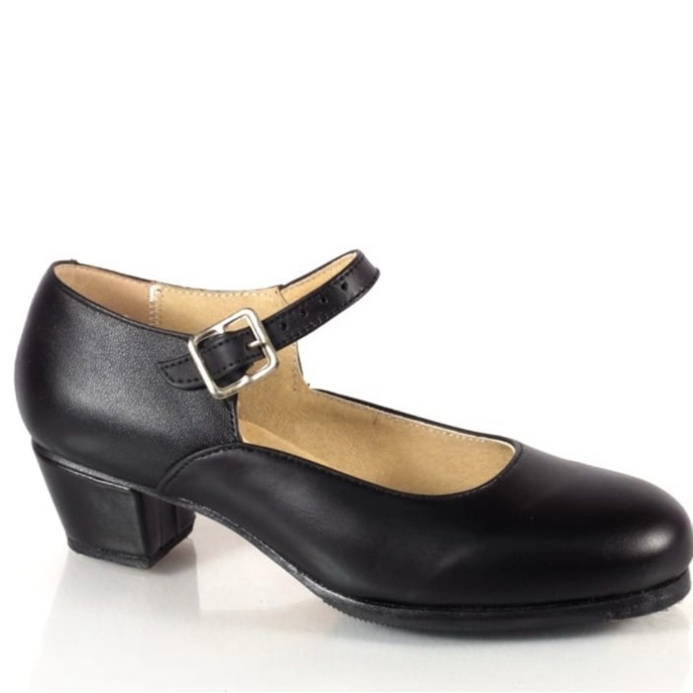 Folklorico Black Shoes New in Box Leather with Nails